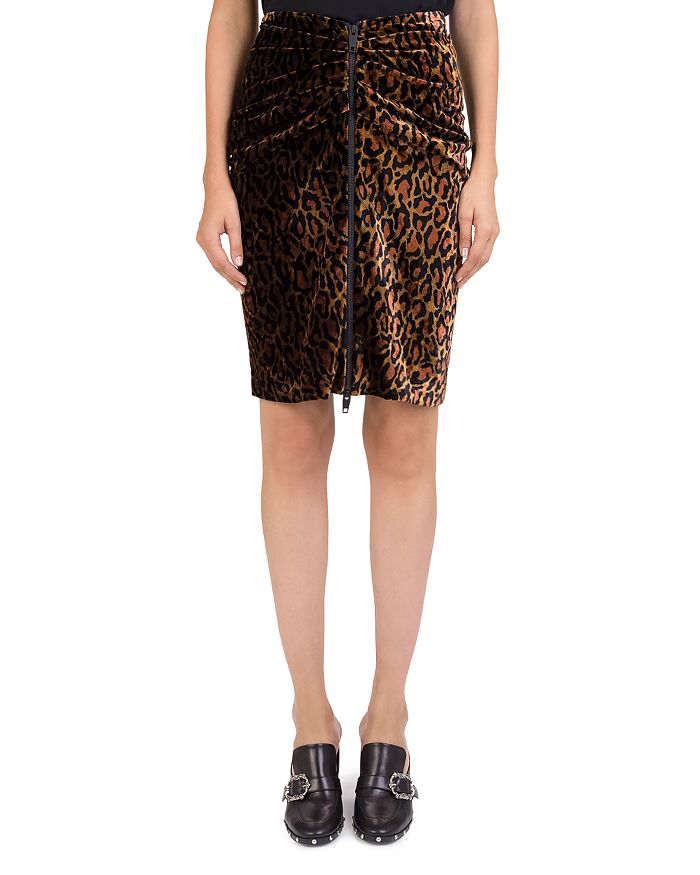 The Kooples Velvet Leopard Zip Front Skirt Bloomingdale s