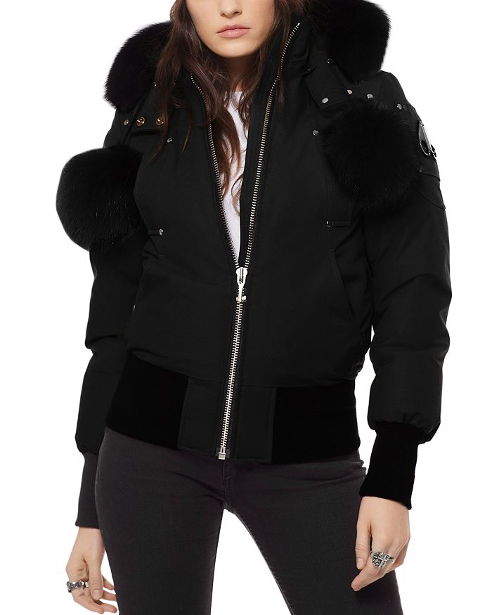 MOOSE KNUCKLES DEBBIE FOX FUR TRIM DOWN BOMBER JACKET,MK2002LB