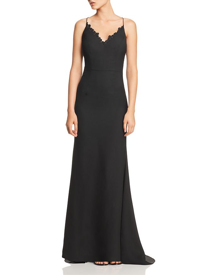 Jarlo Joleen Lace-trimmed Gown In Black