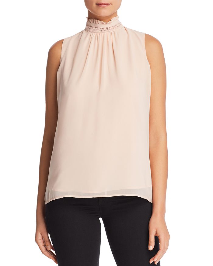 Karl Lagerfeld Paris Lace Inset Mock Neck Top Bloomingdale S