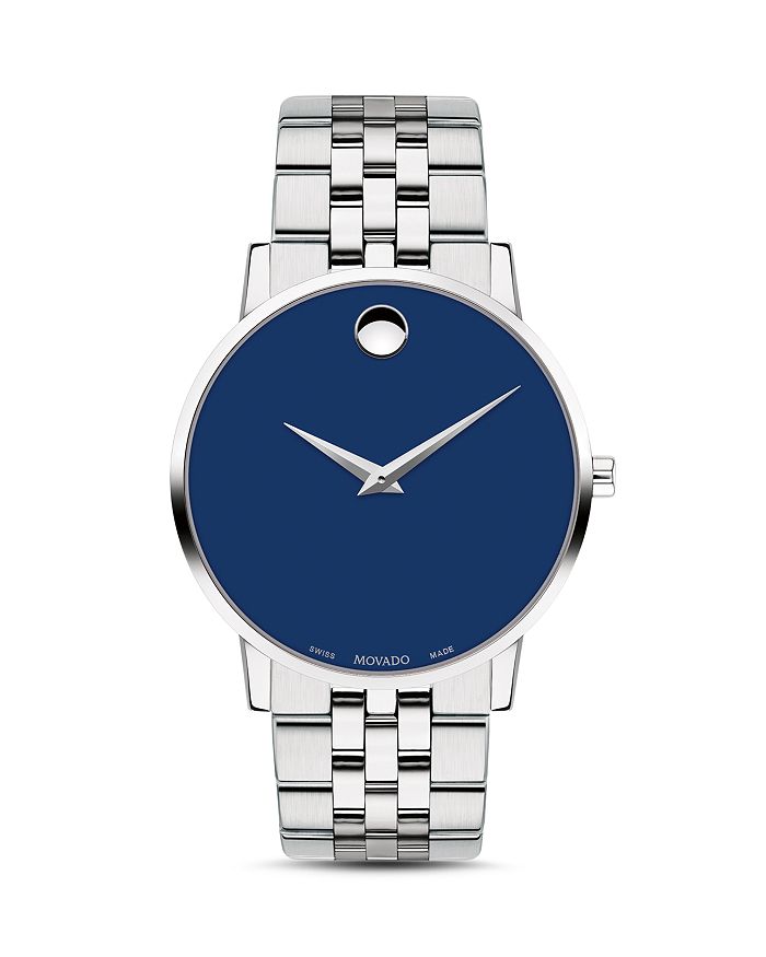 MOVADO MUSEUM CLASSIC STAINLESS STEEL BLUE DIAL WATCH, 40MM,0607212