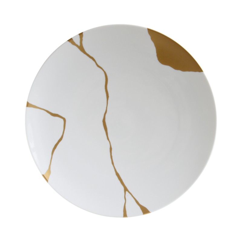 Bernardaud Kintsugi-Sarkis 24K Gold Coupe Plate in White/Gold