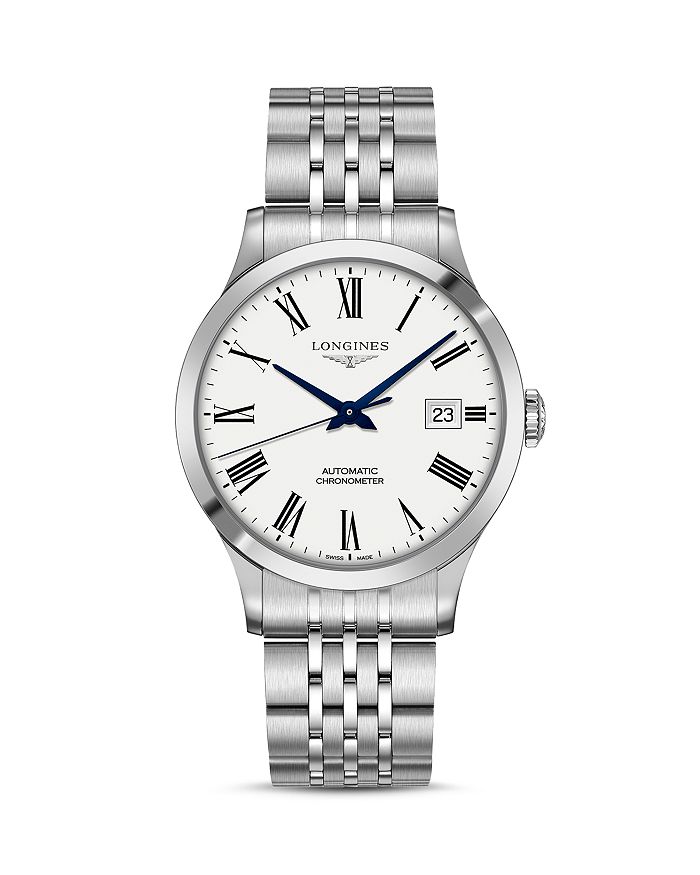 Longines Record Watch, 40mm In White/silver