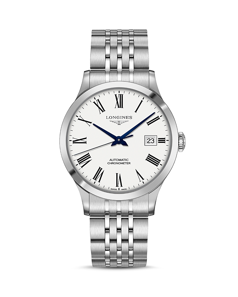 Longines Record Watch, 40mm In White/silver