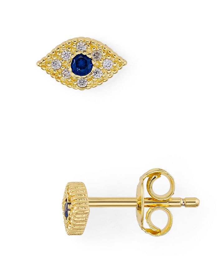 Aqua Evil Eye Pave Stud Earrings In 18k Gold-plated Sterling Silver - 100% Exclusive