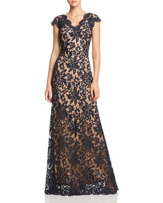 tadashi shoji scalloped lace gown