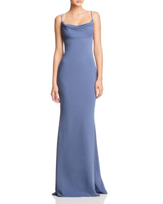 katie may surreal cowl back evening dress