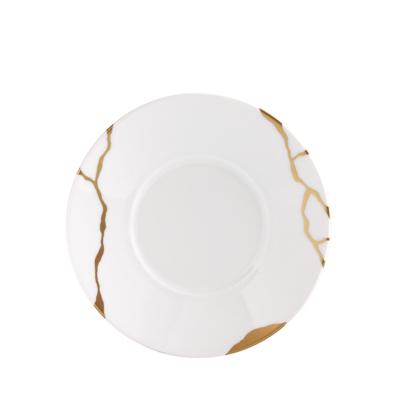 Bernardaud Kintsugi-Sarkis Flat Saucer in White/Gold