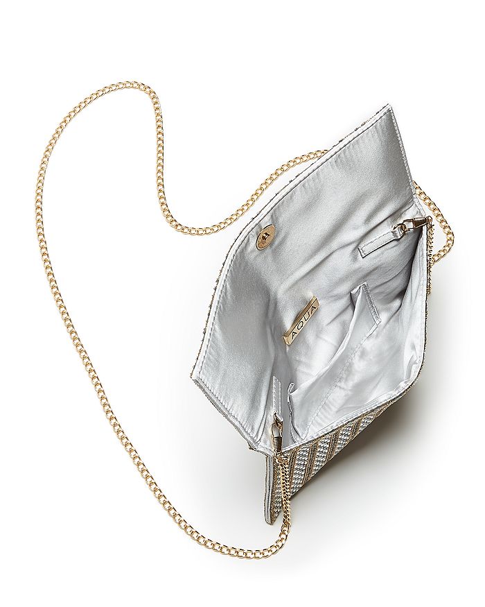 Shop Aqua Megan Crystal Beaded Clutch - 100% Exclusive In Silver/gold