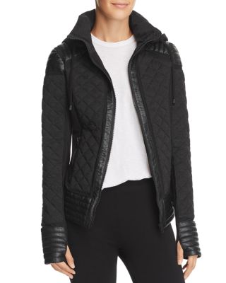 Blanc Noir Mesh Inset Hooded Down Moto Jacket Bloomingdale s