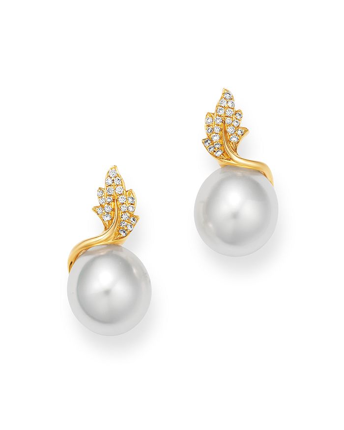 Tara Pearls 14k Yellow Gold Diamond & South Sea Cultured Pearl Drop Earrings In White/gold