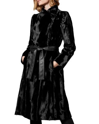 karen millen black faux fur coat