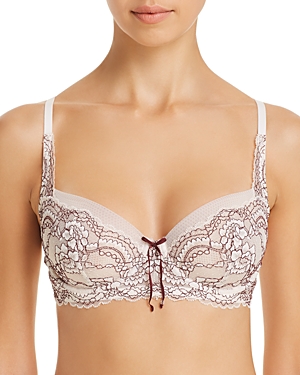 Skarlett Blue 'minx' Unlined Lace Demi Underwire Bra In Meringue/ Brick