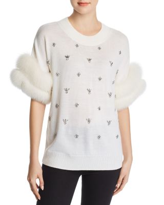 fur trimmed sweater