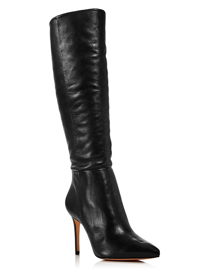 Shop Schutz Women's Magalli Pointed Toe Tall Leather Boots In Black