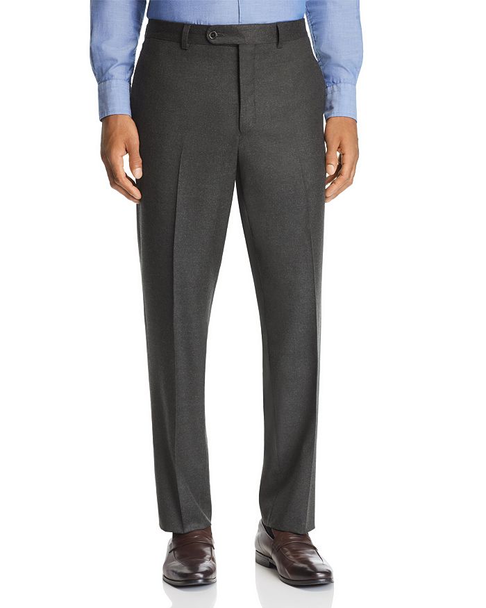 Jack Victor Flannel Regular Fit Wool Dress Pants | Bloomingdale's