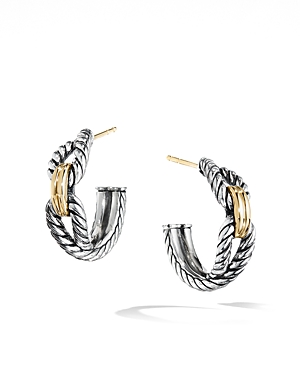 Photos - Earrings David Yurman Cable Loop Hoop  with 18K Gold Gold/Silver E14036 S8 