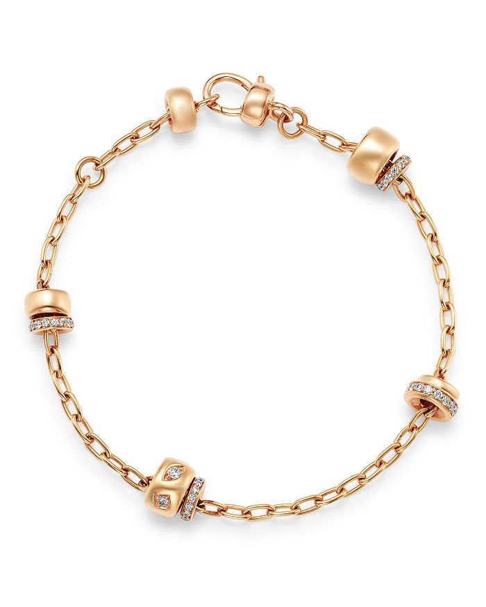 Pomellato 18k Rose Gold Iconica Diamond Station Chain Bracelet In White ...
