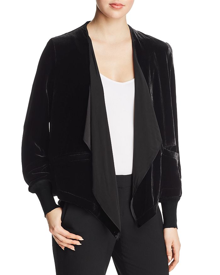 Go By Go Silk Velvet Waterfall Jacket In Washed Black ModeSens