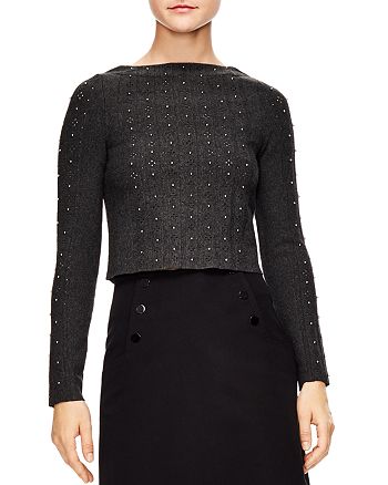Sandro Trône Embellished Cropped Sweater | Bloomingdale's