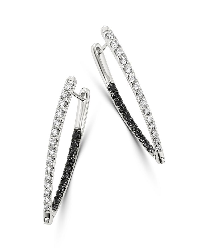 Bloomingdale's - Black & White Diamond Inside-Out Hoop Earrings in 14K White Gold - 100% Exclusive