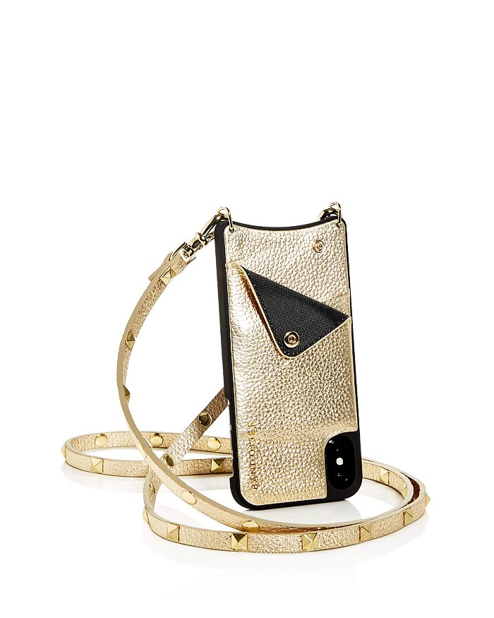 Bandolier Sarah Leather Iphone X/xs Crossbody In Gold/gold