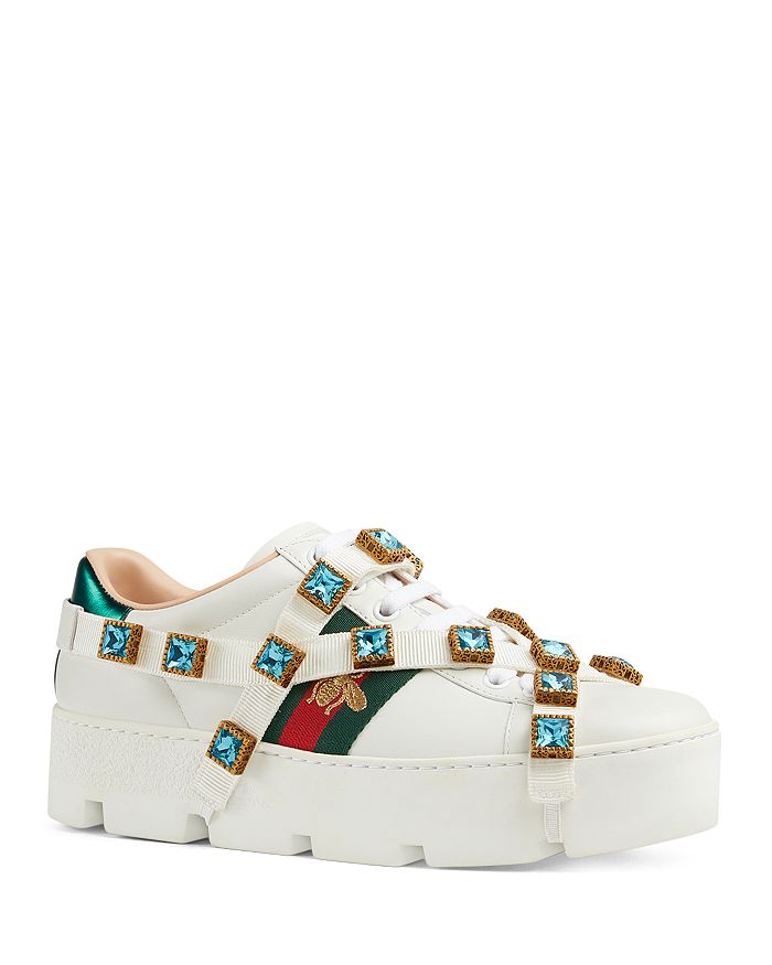 Gucci Women&#39;s New Ace Platform Sneakers with Removable Crystals | Bloomingdale&#39;s