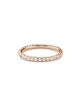 David Yurman - Cable Pavé Band Ring in 18K Rose Gold with Diamonds