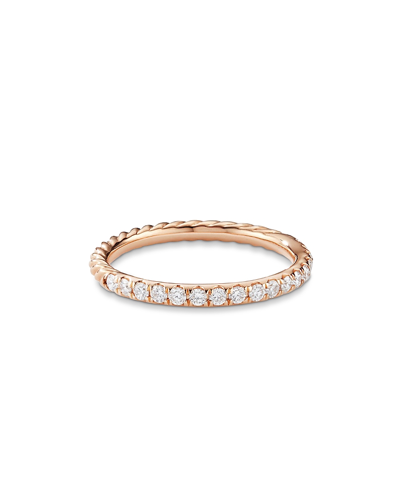 David Yurman Cable Pave Band Ring in 18K Rose Gold with Diamonds