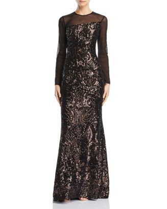 Avery G Sequined Illusion Gown | Bloomingdale's