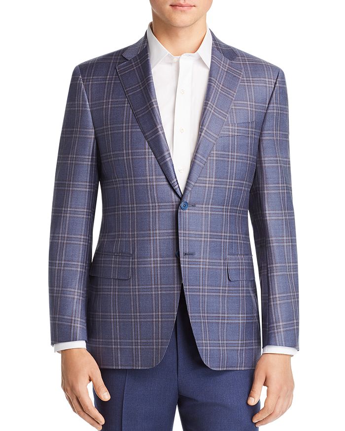 Canali Siena Plaid Classic Fit Sport Coat - 100% Exclusive In Light Blue/brown