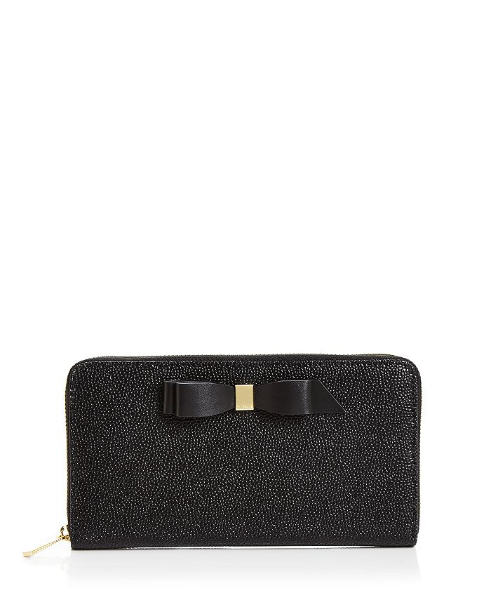 Ted Baker Aine Matinee Bow Zip Around Wallet In Black/gold