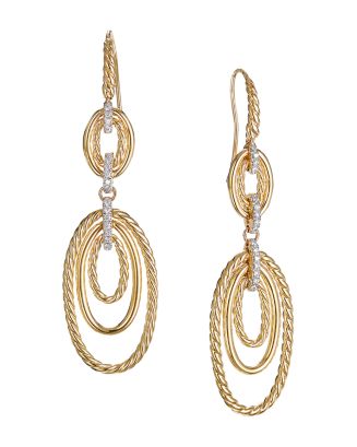 David Yurman Continuance Drop Earrings with Diamonds in 18K Yellow Gold ...