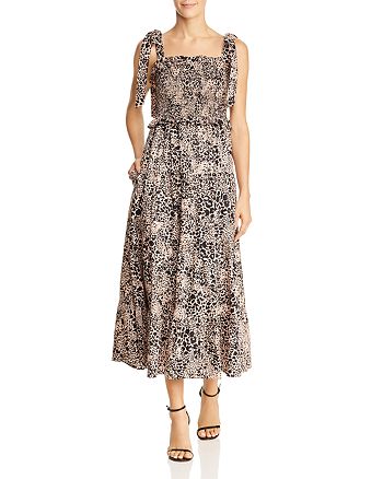 Rebecca Taylor Leopard Print Tie-Strap Dress | Bloomingdale's