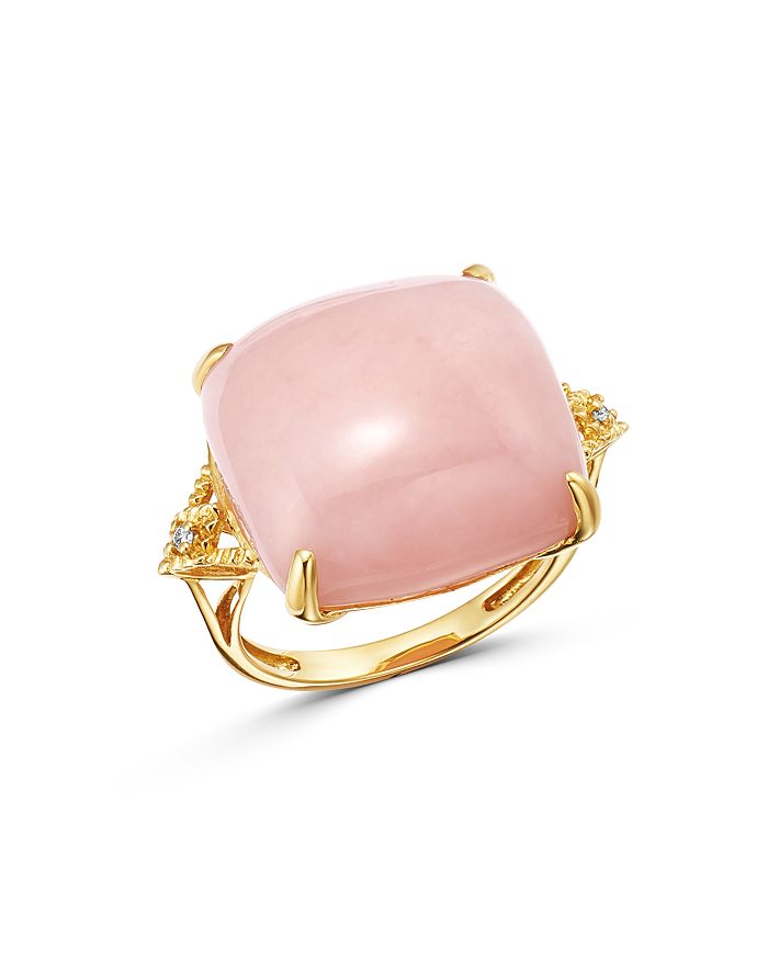 Bloomingdale's Pink Opal & Diamond Accent Statement Ring In 14k Yellow Gold - 100% Exclusive In Pink/gold