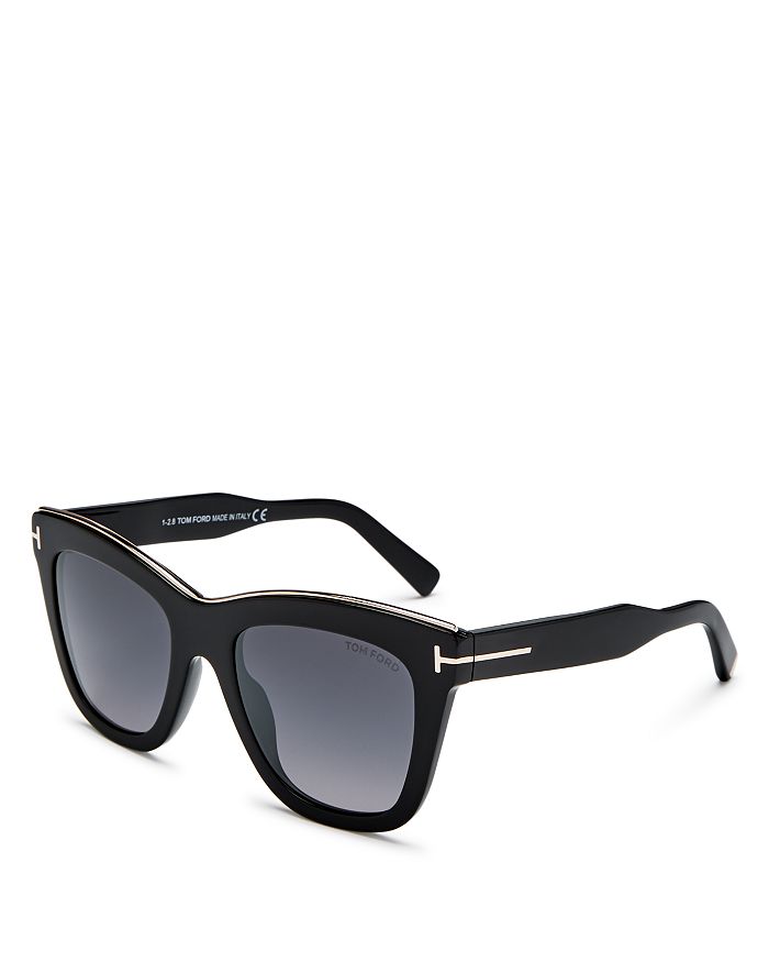 Shop Tom Ford Julie Square Sunglasses, 52mm In Shiny Black/smoke