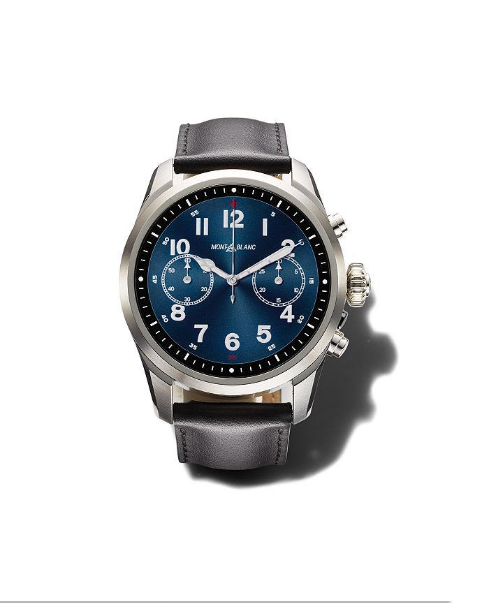 Montblanc Summit 2 Smartwatch, 42mm In Stainless Steel/black Leather
