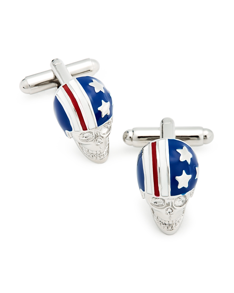 Link Up American Flag Skull Cufflinks In Multi
