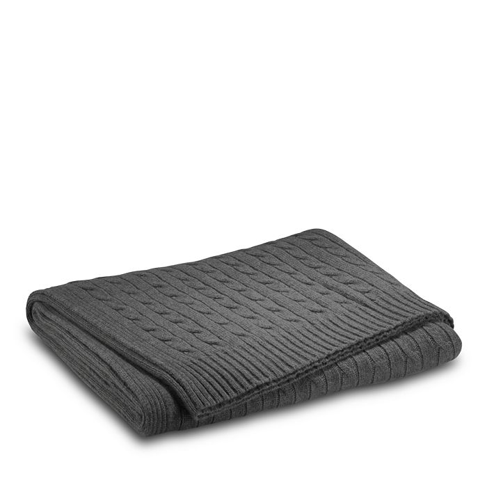 Ralph Lauren Cable Cashmere Throw Blanket In Modern Charcoal