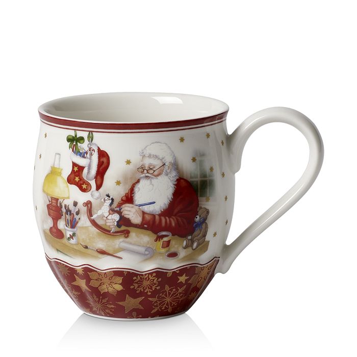 Santa's Workshop Red & White Holiday Ceramic Batter Bowl