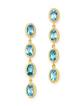 Bloomingdale's - Gemstone Oval Bezel Set Drop Earrings in 14K Yellow Gold