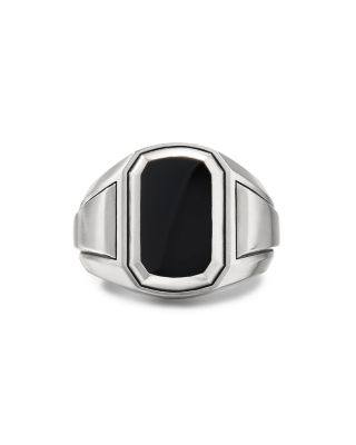 Men's Deco Signet Ring with Black Onyx