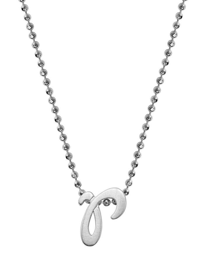 Alex Woo Little Autograph Initial Pendant Necklace In Sterling Silver, 16 In Silver/r