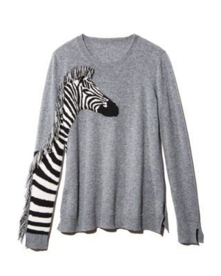 AQUA Zebra Fringed Cashmere Sweater - 100% Exclusive AQUA Zebra Fringed Cashmere Sweater - 100% Exclusive