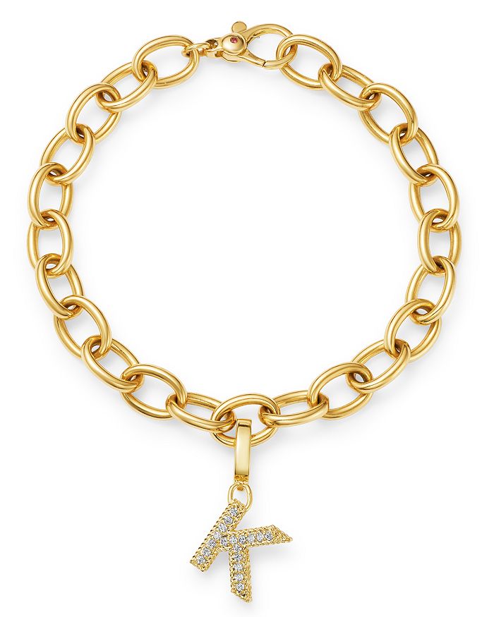 Shop Roberto Coin 18k Yellow Gold Diamond Initial Charm In K/gold