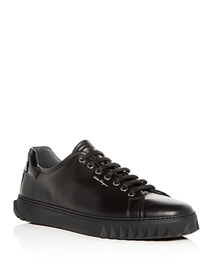 Salvatore Ferragamo Men's Cube Leather Low-Top Sneakers