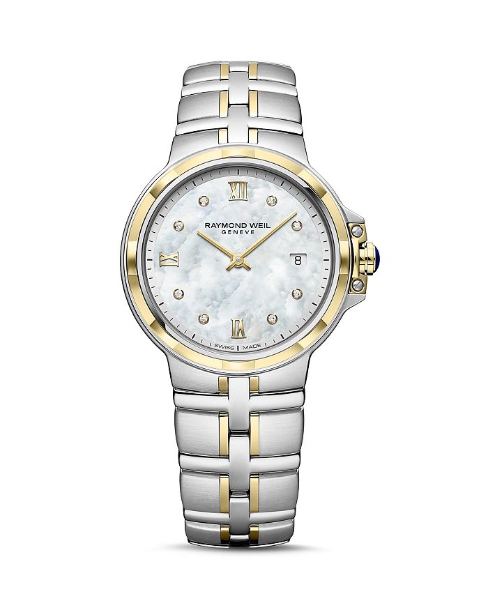 Raymond Weil Parsifal Diamond Mother-of-pearl Two-tone Watch, 30mm In ...