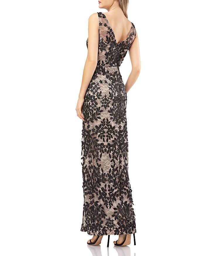 js collections floral appliqué gown