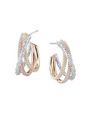 David Yurman Paveflex Shrimp Earrings in 18K Gold with Diamonds