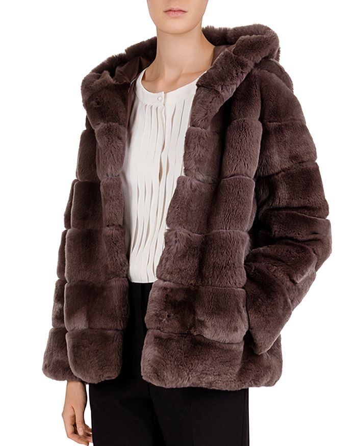 Gerard Darel Sabina Channeled Real Rabbit Fur Coat | Bloomingdale's
